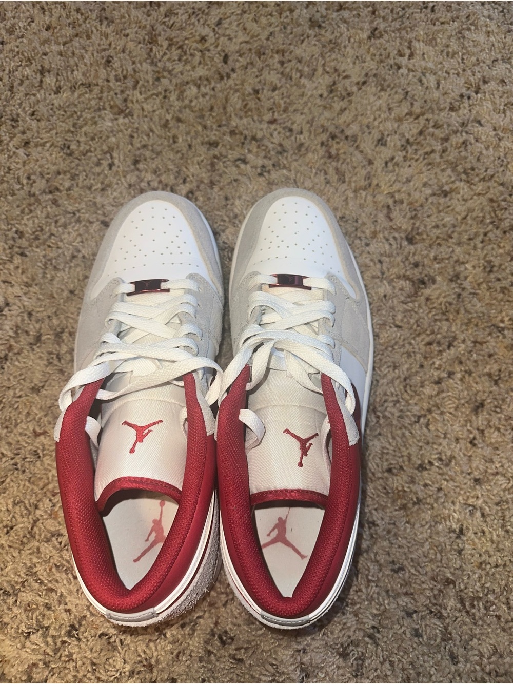 Jordan Red and White Low Top Sneakers